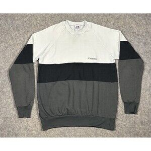 Vtg Brooks Running Sweatshirt Adult L Black White Stripes Colorblock Athletic
